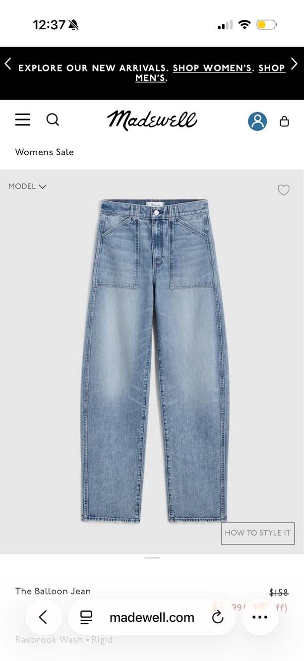 Madewell The Balloon Jean in Raebrook Wash Size 29